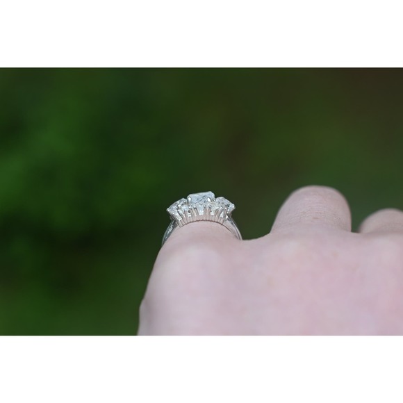 Raw Crystal Engagement Ring - Silver Stacked Diamond-Look Ring - Handcrafted - Picture 6 of 8